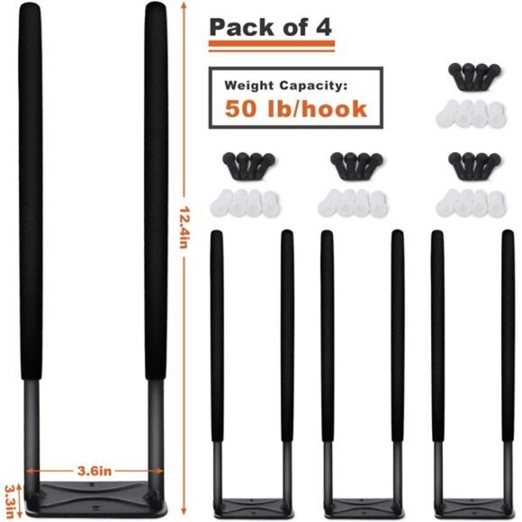 Wall Mount Garage Hooks, 4Pcs Heavy Duty Tool Organizer, 12.4inch Tool Hanger - Picture 3 of 8